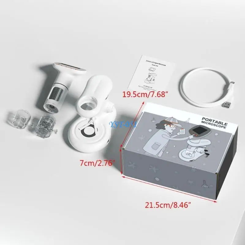 E15A مجهر رقمي محمول بشاشة LCD 2 بوصة تكبير 50X-1000X للهاتف