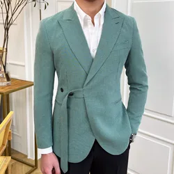 Men Lattice Blazer British Luxury Retro Lattice Men Blazer Hombre Mariage Homme Smoking Homme  Business Blazer Hombre Gentleman