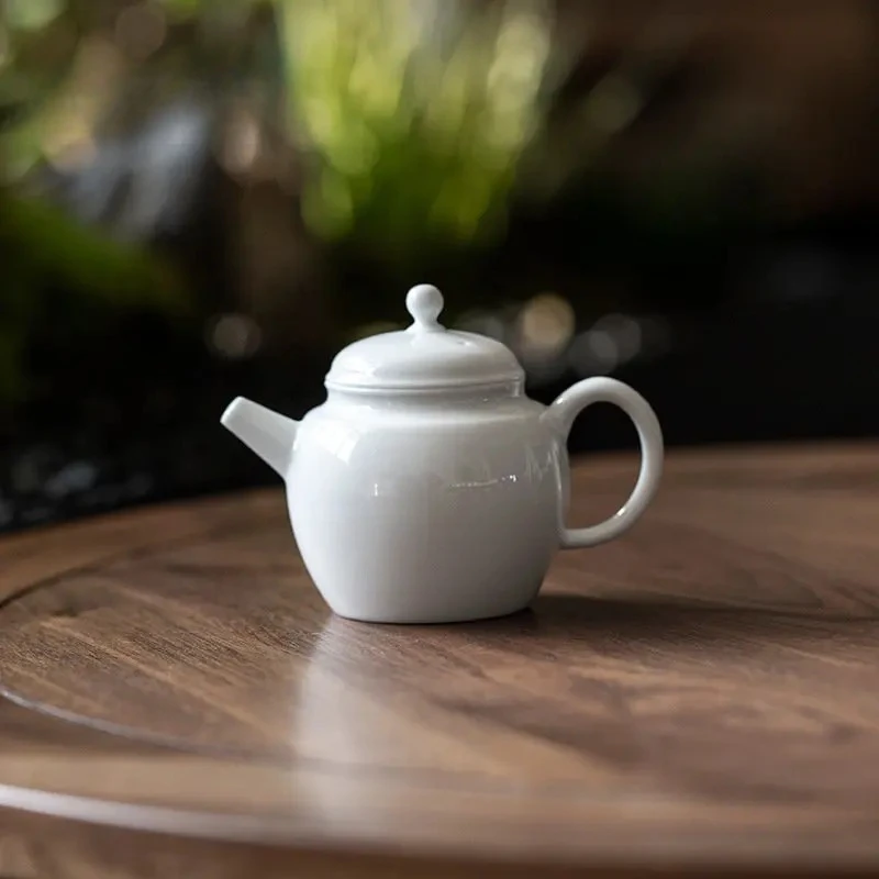 100ml Boutique Sweet White Glaze Ceramic Teapot Handmade Porcelain Single Sketch Pot Maker Kettle with Filter Kung Fu Teaset