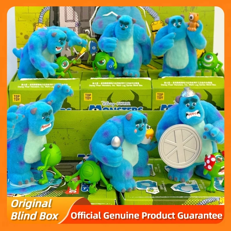 

Подлинная серия Pixar Monsters Inc Work Log, слепая коробка, забавная флокированная фигурка, настольный орнамент, модель игрушки, загадочная коробка, подарок для детей