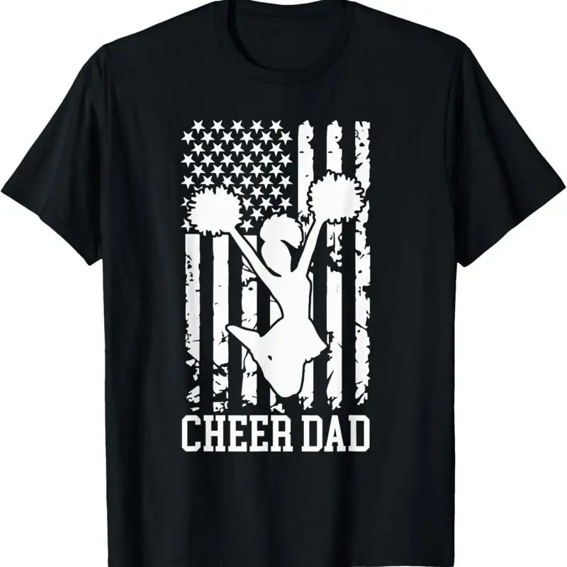 Cheer Dad Cheerleading American Flag Fathers Day Cheerleader T Shirt