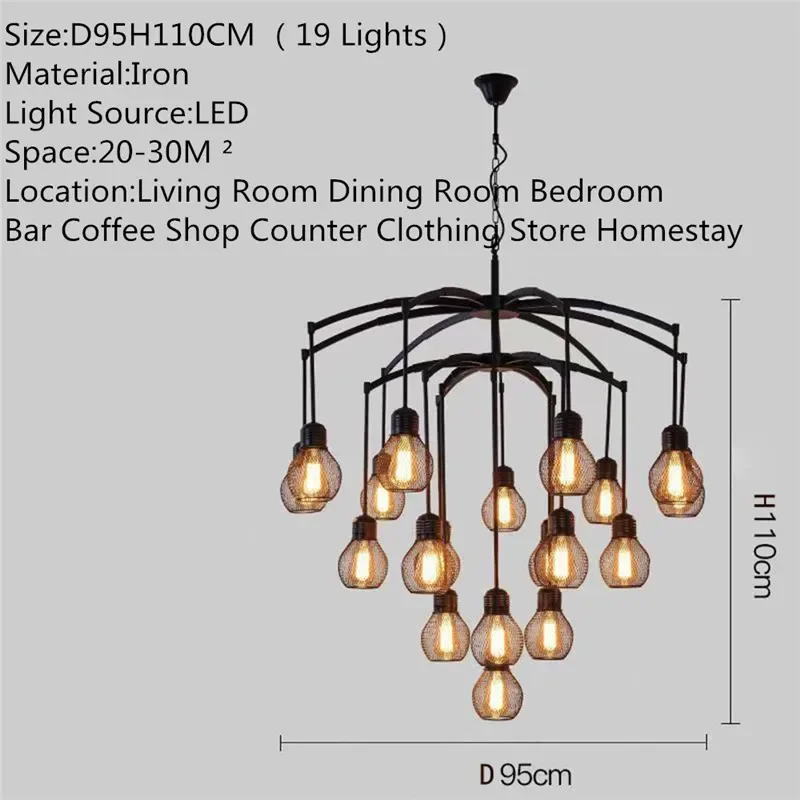American Retro Pendent Lamp Industrial Wind Living Room Restaurant Loft Clothing Store Cafe Bar Box Homestay Chandelier