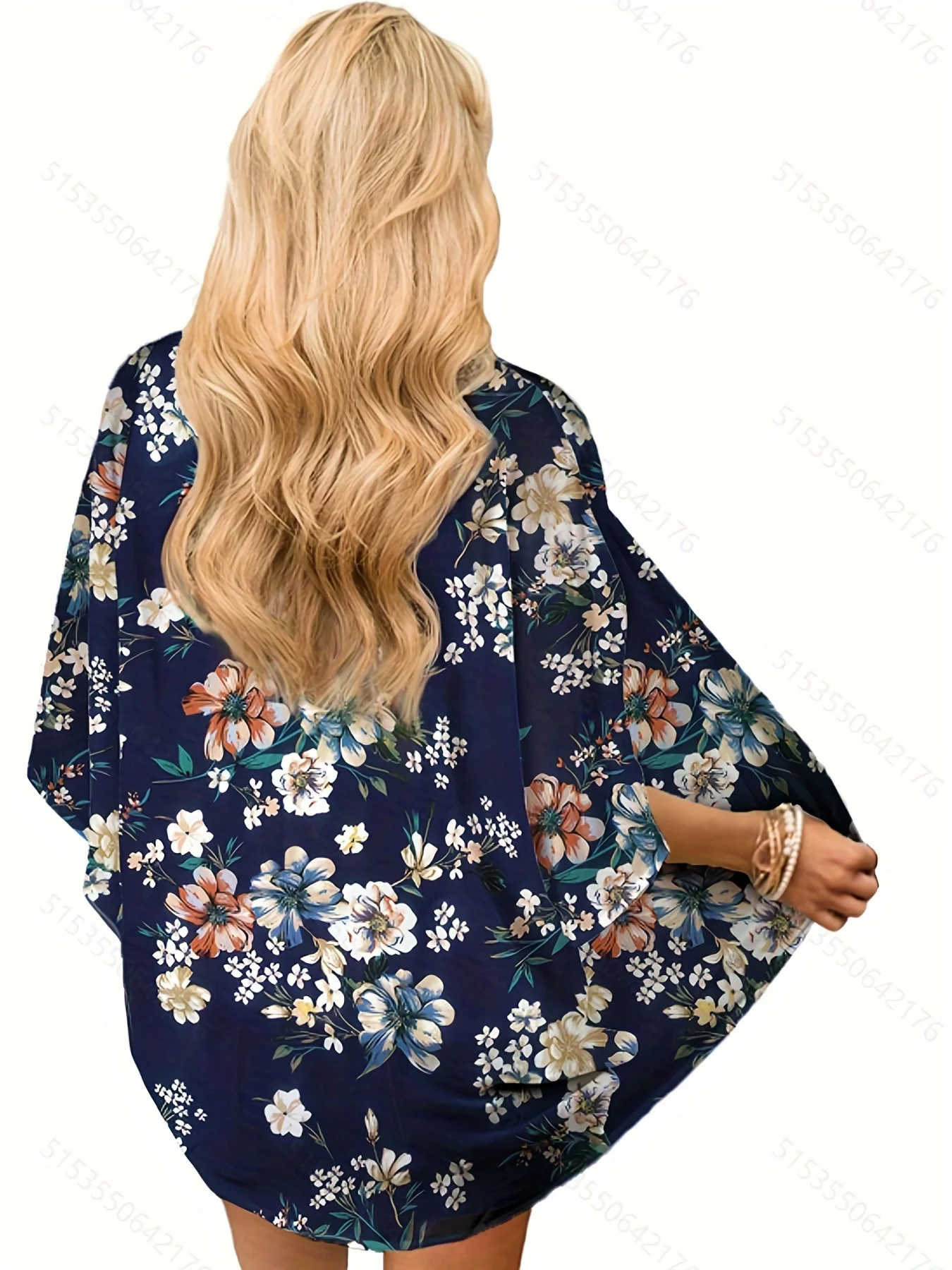 Odoodem Damen Plus Size Blumen druck Halbarm Open Front Cardigan lässig und stilvoll vertuschen