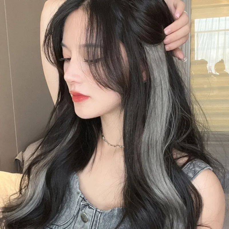 الباروكات الاصطناعية 1 زوج 50 سنتيمتر موضة قطعة واحدة مجعد قليلا يسلط الضوء على شعر مستعار طبيعي سلس إكسسوارات الشعر #4