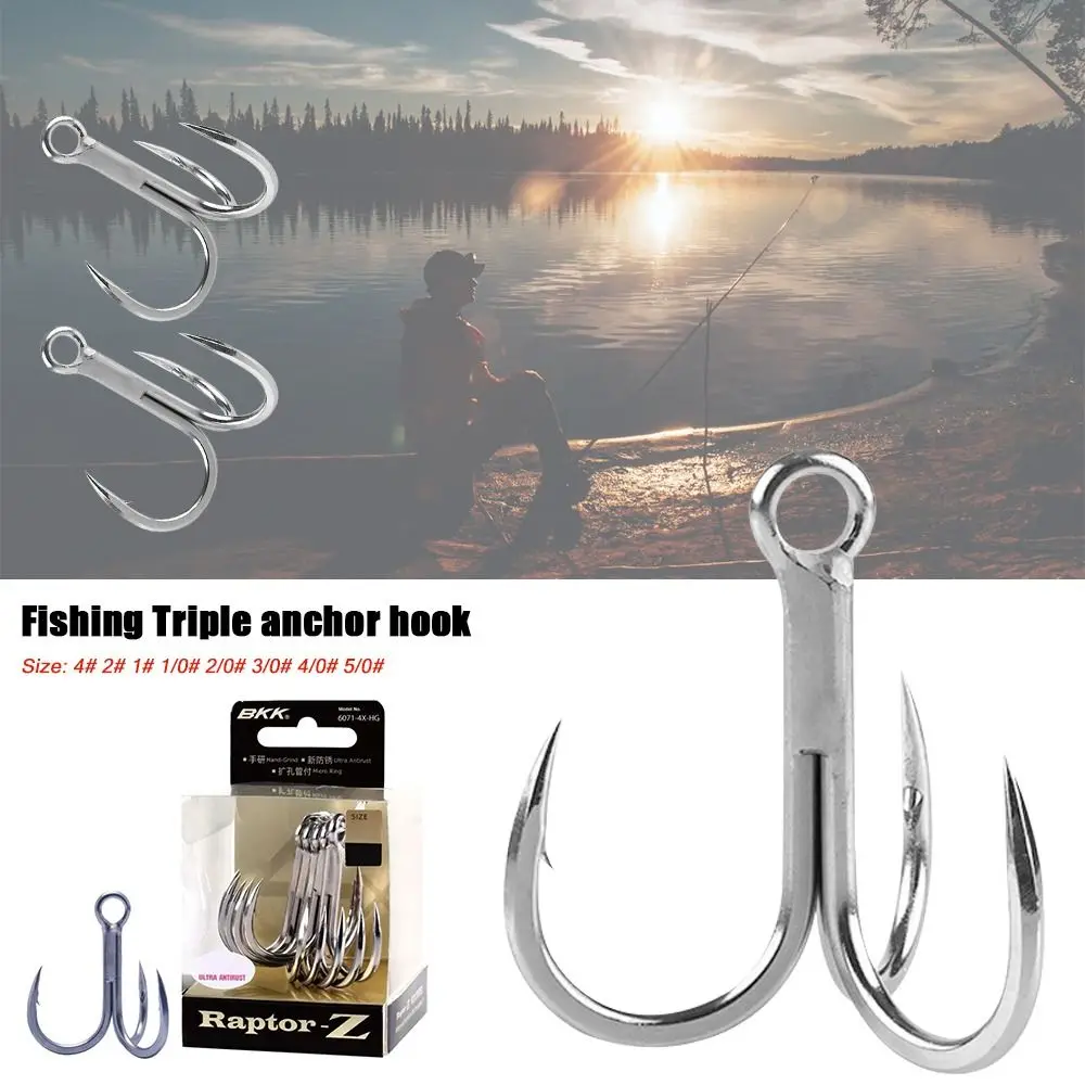 5/6/7/8Pcs 4X Intensify Treble Fishing Hooks Super Sharp Anti-rust Fishing Triple Anchor Hook Carbon Steel Fishing Tackle Sports