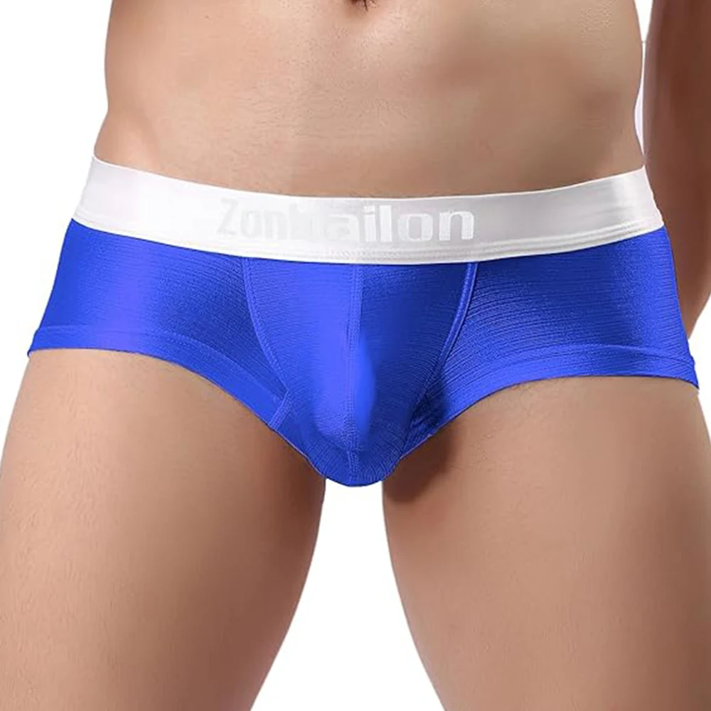 Jinshi Men's Underwear Sexy Comfortable Bulge Enhanced Bag Silky Nylon Comfort Boxer M-3XL
