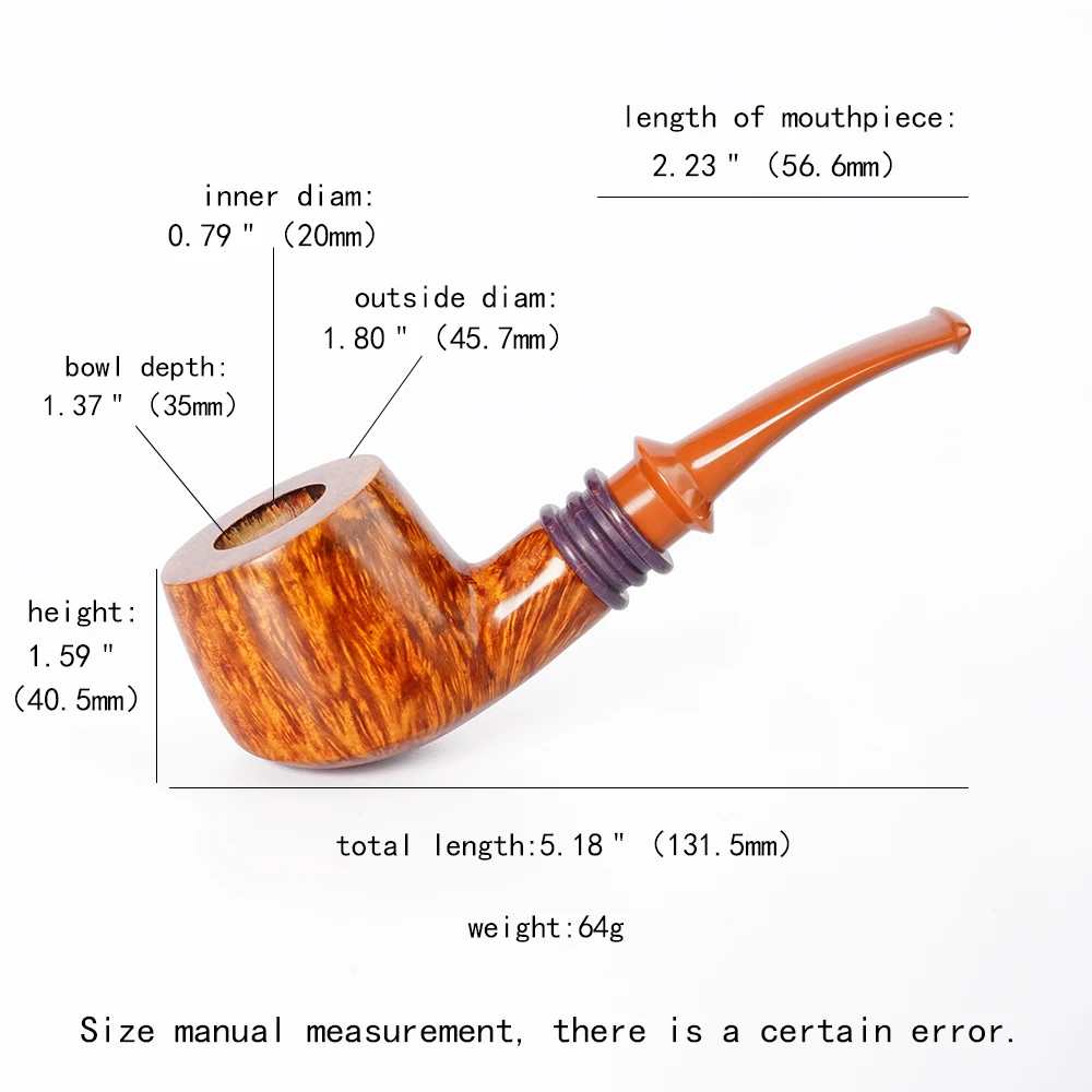 

MUXIANG briar Wood Handmade Tobacco Pipe Tomato Pipe Thick Bowl Wall Bowl Diameter 20mm father Gift Vulcanized Rubber Pipe