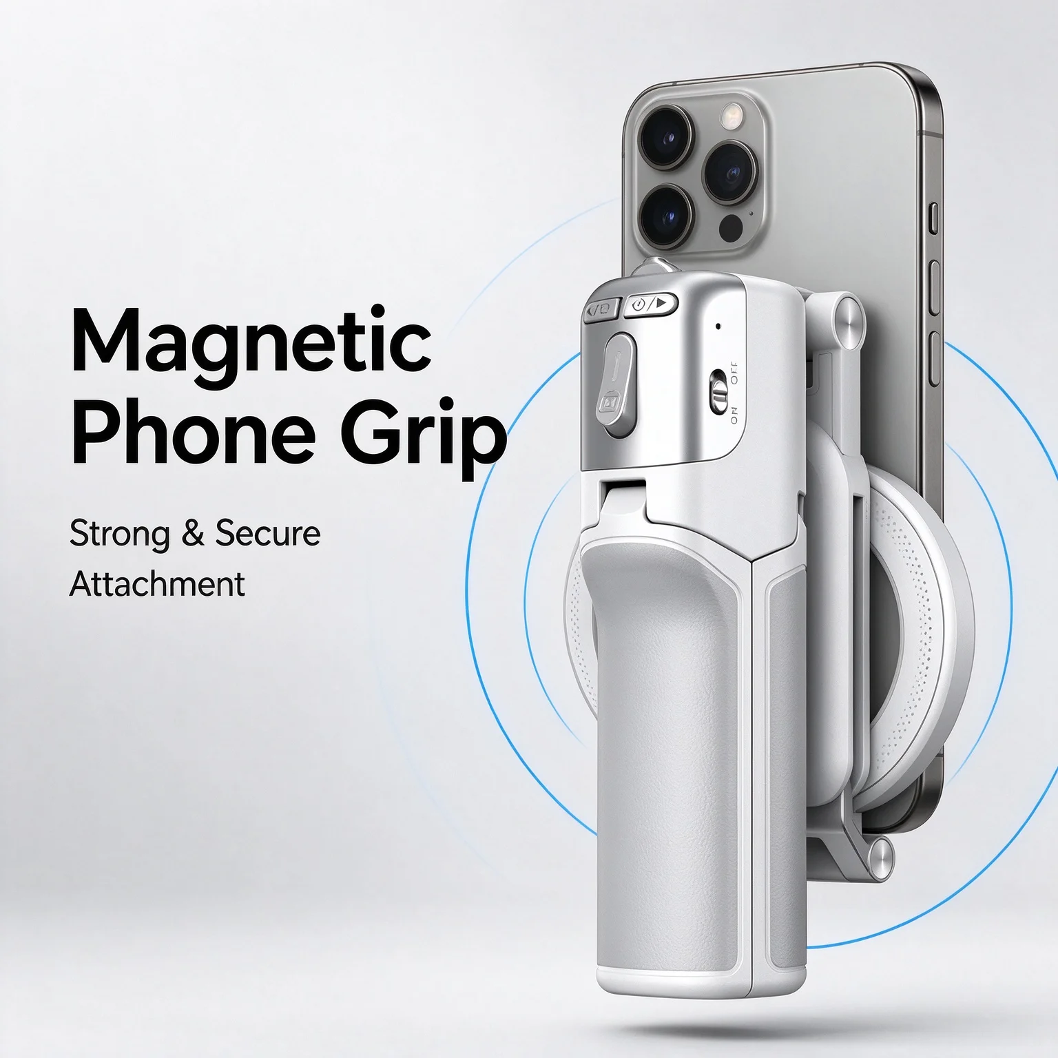 Magnetic Selfie Stick Handheld Grip, Zoom Control Mini Tripod with Fill Light, Portable Phone Shooting Holder for Vlog Travel