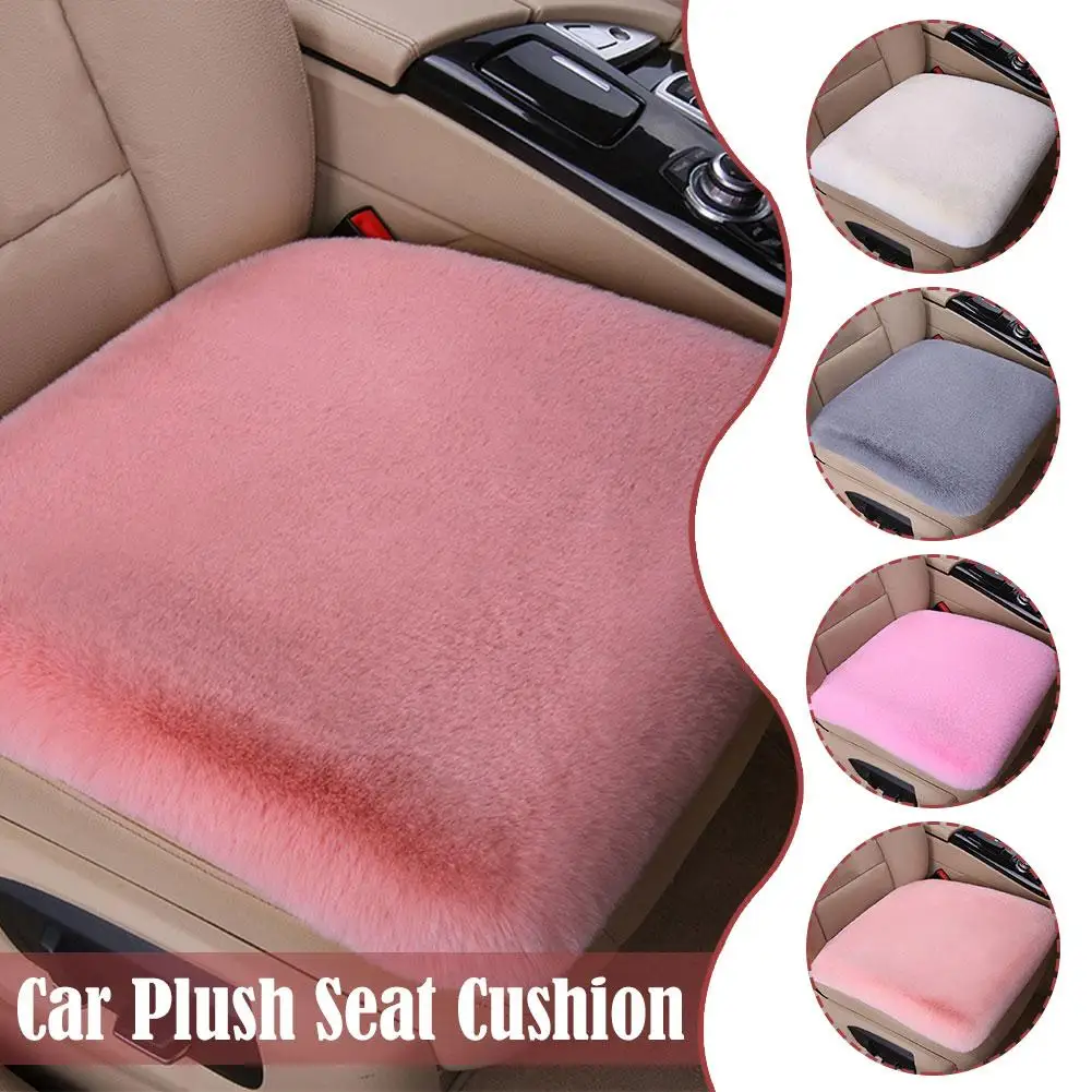 Car Seat Cushion Winter Plush Japanese Plush Car Cushion Wool Backless Seat Cushion Cover For Main Driver Or Co-pilot F9T8