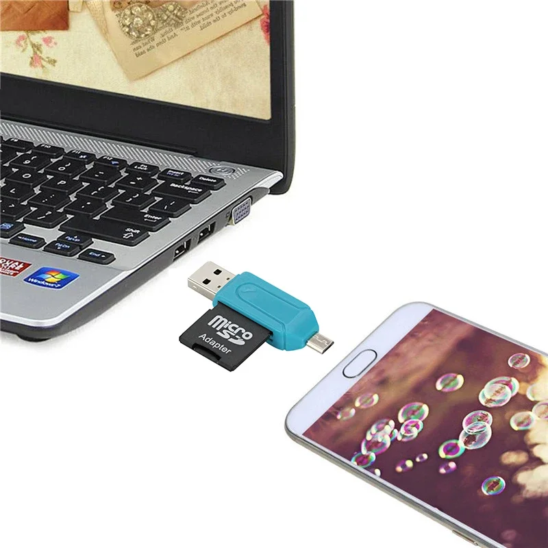 500 pz Portatile 2 in 1 Lettore di Schede USB OTG Ad Alta Velocità Universale Micro Usb TF Lettore di Schede SD Adattatore per Computer PC Telefono