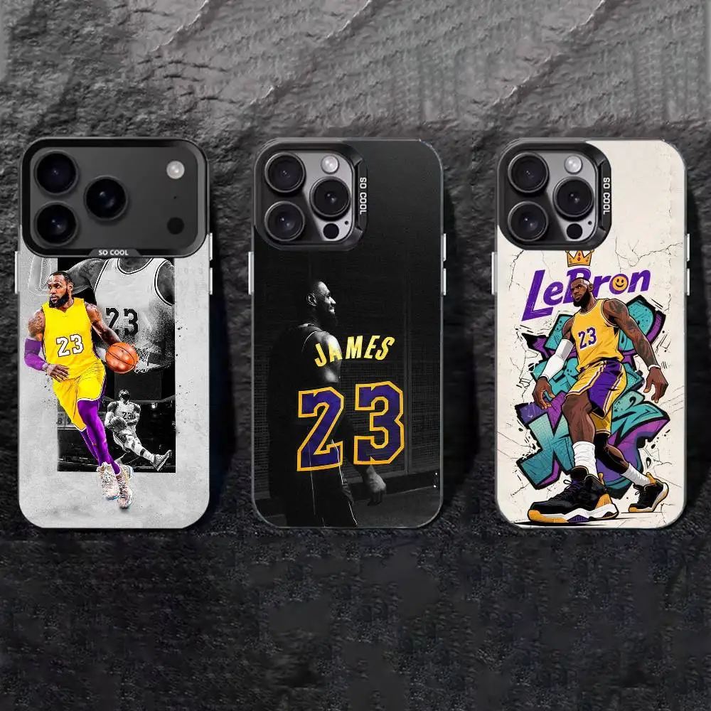 

Basketball L-Lebron James 23 Phone Case For iPhone 17,16,15,14,13,12,11 Plus,Pro Max,XS,Colored silver phone case