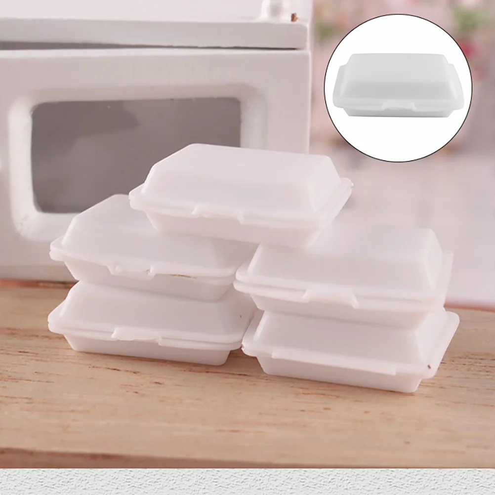 10 ชิ้นมินิพลาสติกกล่องอาหารกลางวันตกแต่ง Mini Takeaway กล่อง Mini House ตกแต่ง Mini House กล่องอาหารกลางวัน