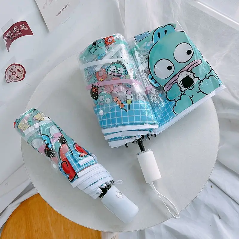 

Kawaii Hangyodon Sanrio Fully Automatic Cute Transparent Folding Umbrella Thickened Umbrella Students Children for Girls