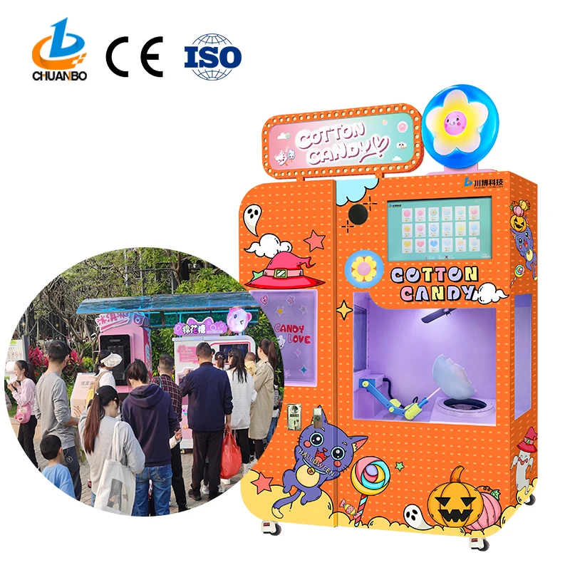 New Arrival Make Money Business Fully Automatically Cotton Candy Maker Robot Fairy Floss Cotton Candy Vending Machine