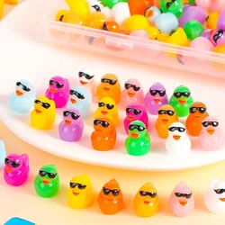 50/100pcs Mini Resin Duck Figurines with Sunglassesfor Miniature Garden Decoration, DIY Craft, Slime Kit Cake Topper Party Decor