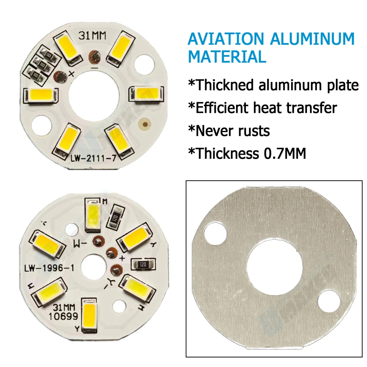 10/50pcs 5V 5730 SMD led Chip bead 31mm 3W Desk lighting source 3000K 6000K Dual color aluminum PCB diy bulb downlight spotlight