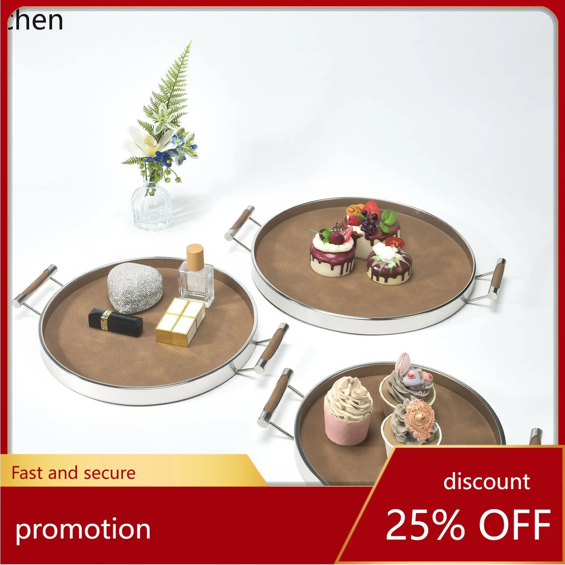 

Поднос для фруктов из нержавеющей стали Zml с зеркальной полировкой, премиум-класса, для послеобеденного чая, круглый органайзер для хранения украшений