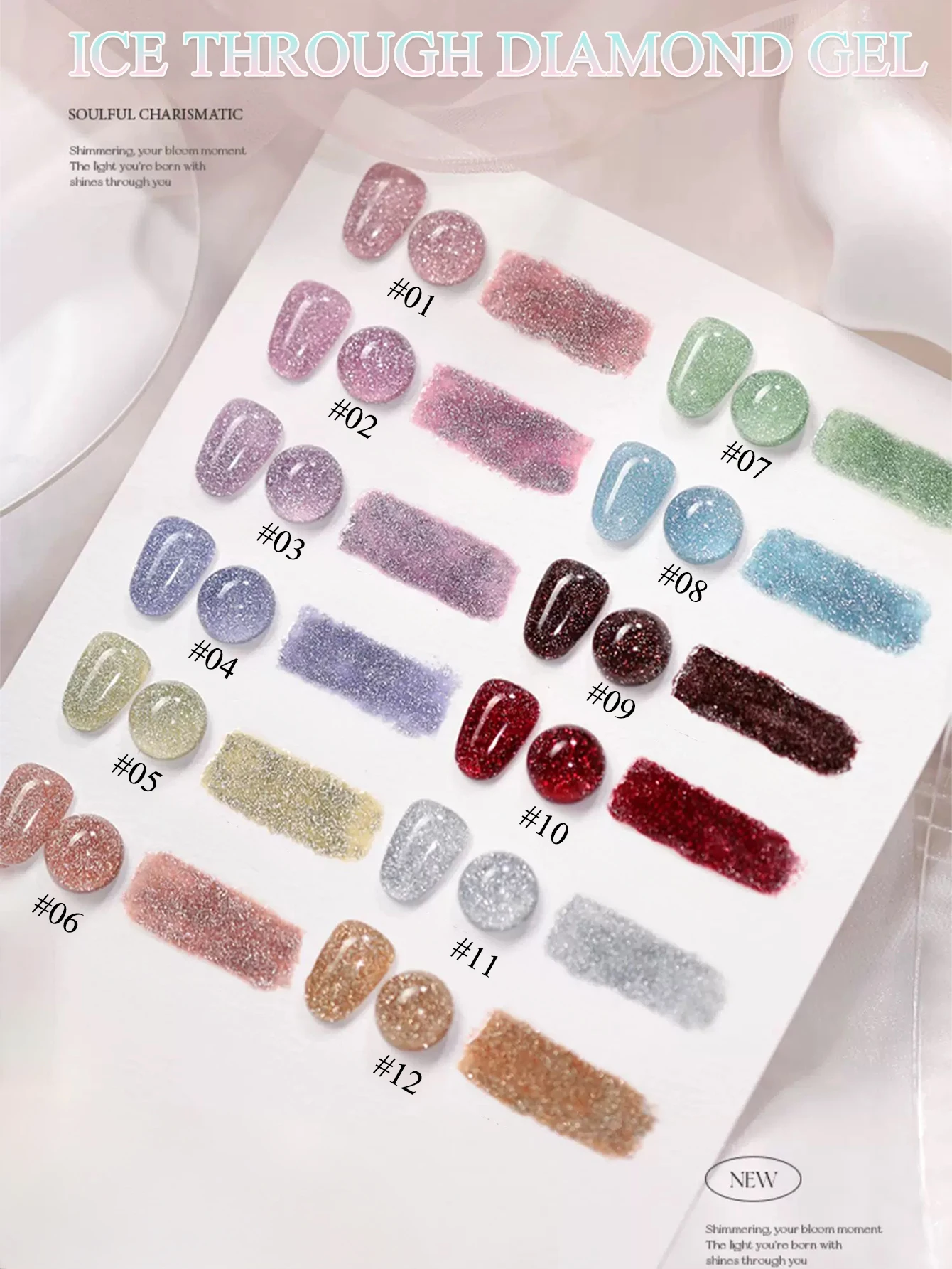 1 قطعة TC 2025 جديد الجليد شفافة كسر الماس هلام مسمار البولندية عاكس السماء المرصعة بالنجوم الماس فلاش غرامة الماس هلام مسمار الفن