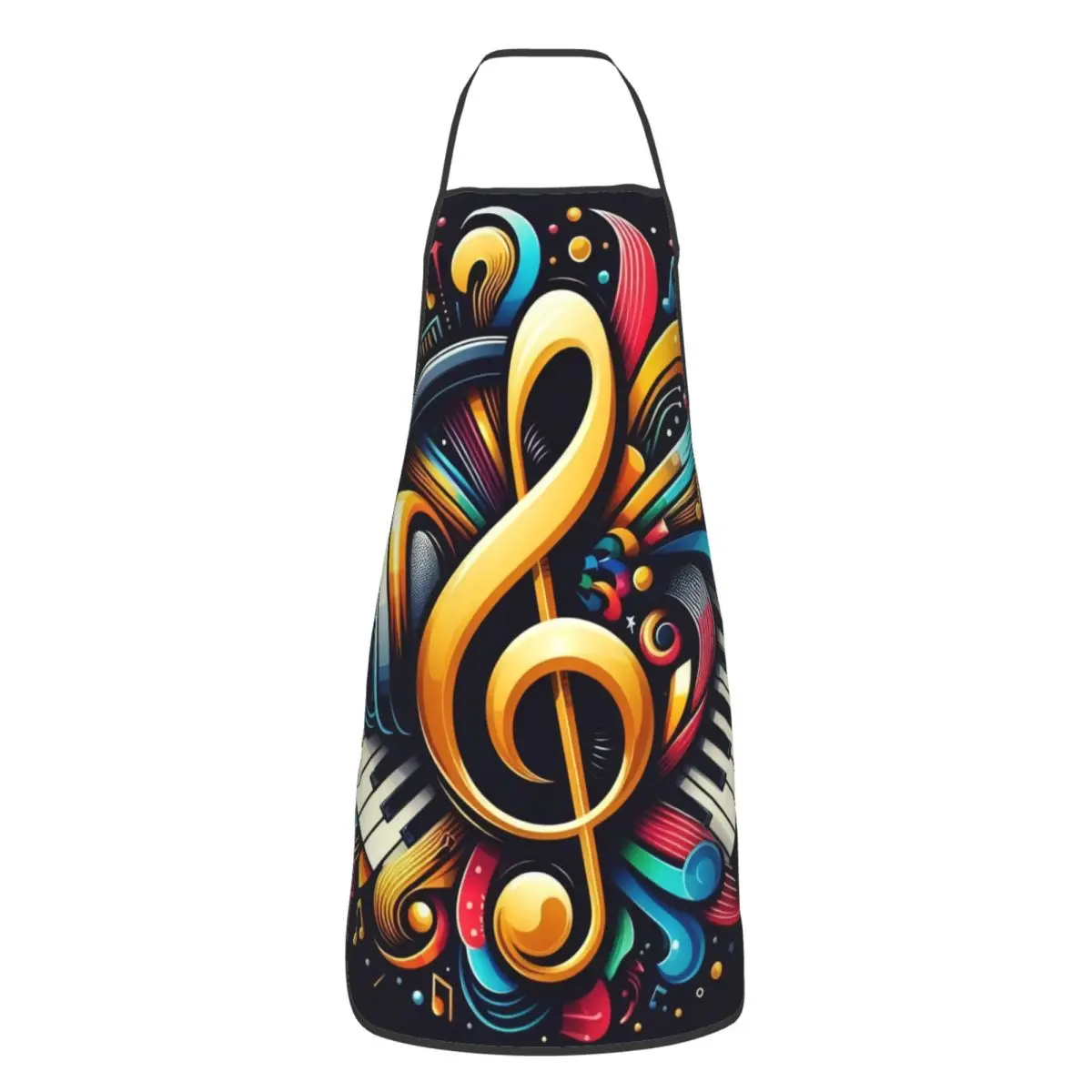 Custom Piano Keyboard Musical Notes Apron for Women Men Unisex Bib Kitchen Cooking Tablier Cuisine Chef Baking