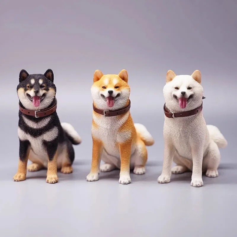 JXK 1/6 Scale Smile Eyes Airplane Ear Dog Sitting Posture Shiba Inu Model Toys Simulate Resin Cat Table Ornament Model