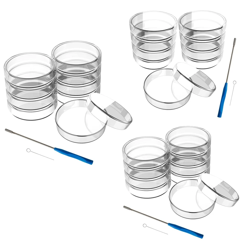 90 Mm Glass Petri Dishes 10 Pcs Autoclavable Lab Petri Plates With A Inoculation Loop