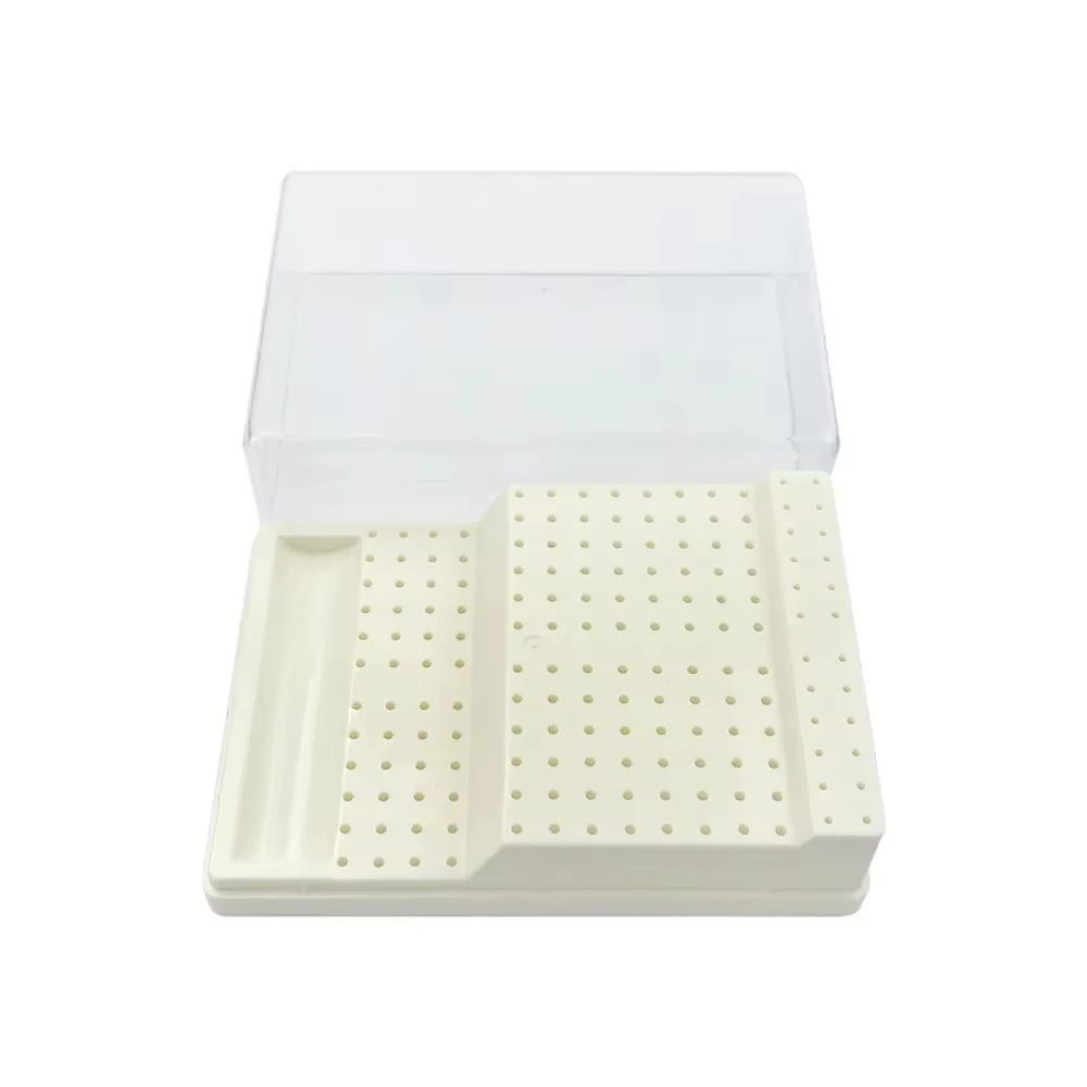 168 ثقوب البلاستيك الأزيز الأسنان صندوق الحفر الماس حامل كتلة التعقيم وضع حامل أدوات مختبر طب الأسنان #2