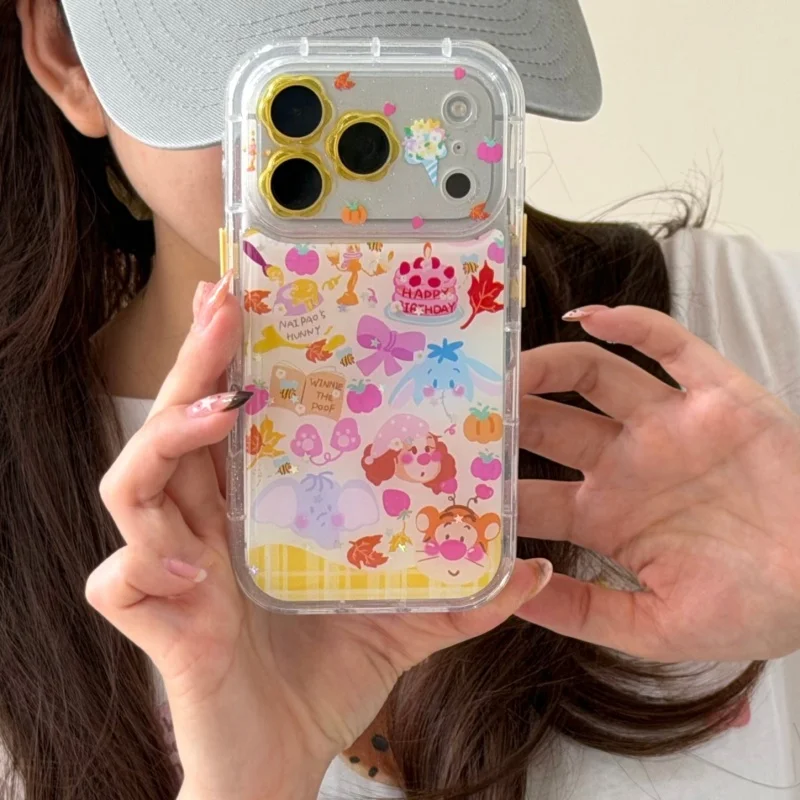 

Funny Cute Cartoon Mickey Mouse Tiger Phone Case For iPhone 17 14 15 16 Pro Max Cover Fashion Shockproof Protective Cases Girls