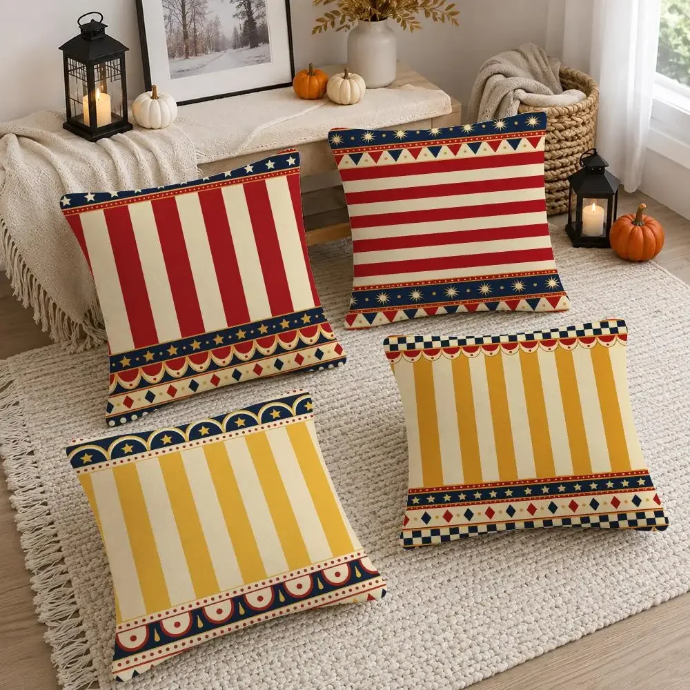 Pattern bold stripes Cushion Cover Soft Fluffy Short Plush  Pillow Case Home Decor