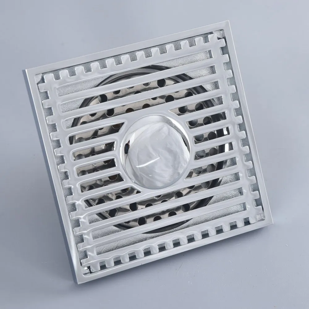 10cm*10cm Polished Chrome Silver art carved floor drain cover shower waste drainer bathroom accessories Nhr200