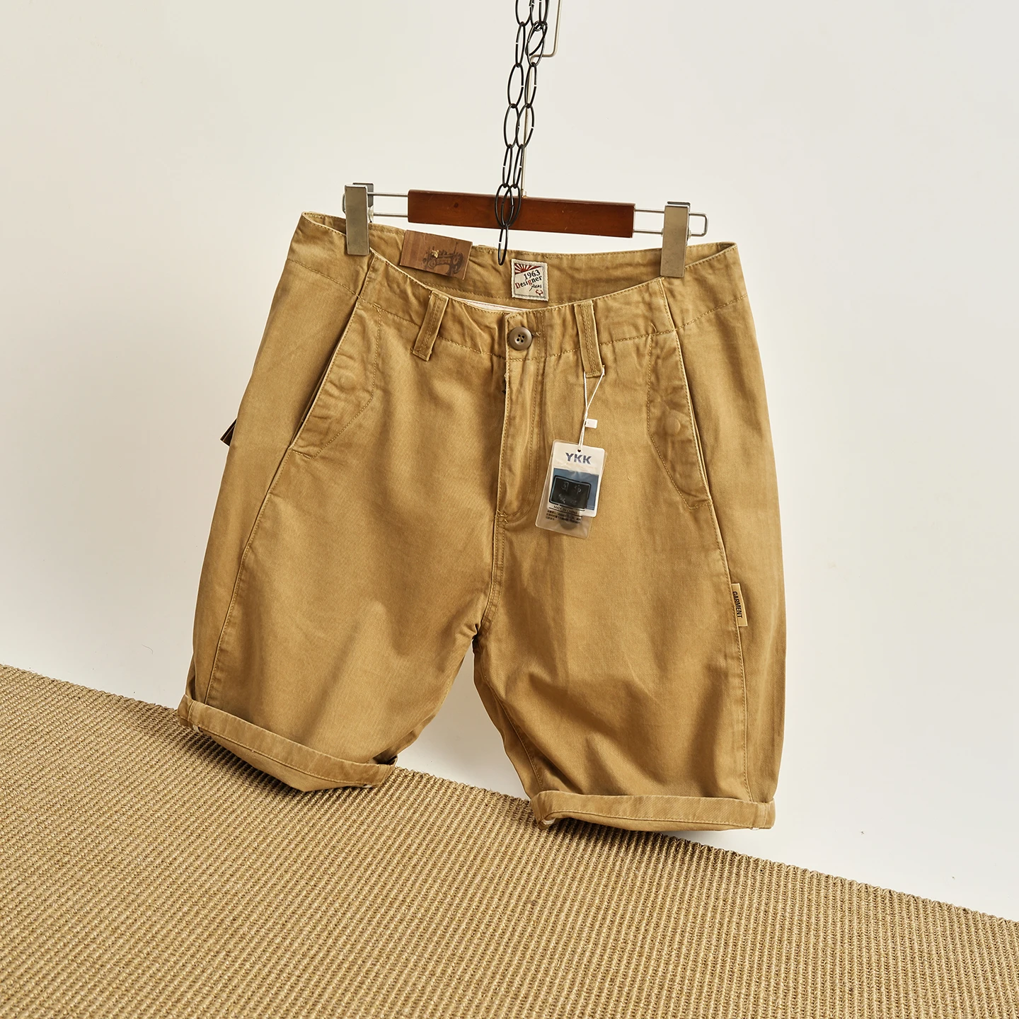 

Summer American Workwear Shorts Men's Vintage Washed Loose Straight Pure Cotton Twill Weave Casual Five-Quarter Pants