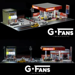 G FANS 1:64 Car Garage Models Shop Parking Building Led Diorama Building Scene Model with Lights Car Garage Diorama Scene Model
