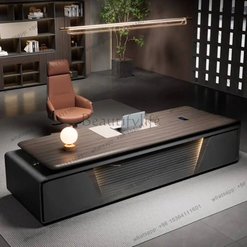 zj.Wooden Black Executive Office Desk Cheap Designer Large Modern Computer Desk Gaming Adjustable Scrivania Work Station Table