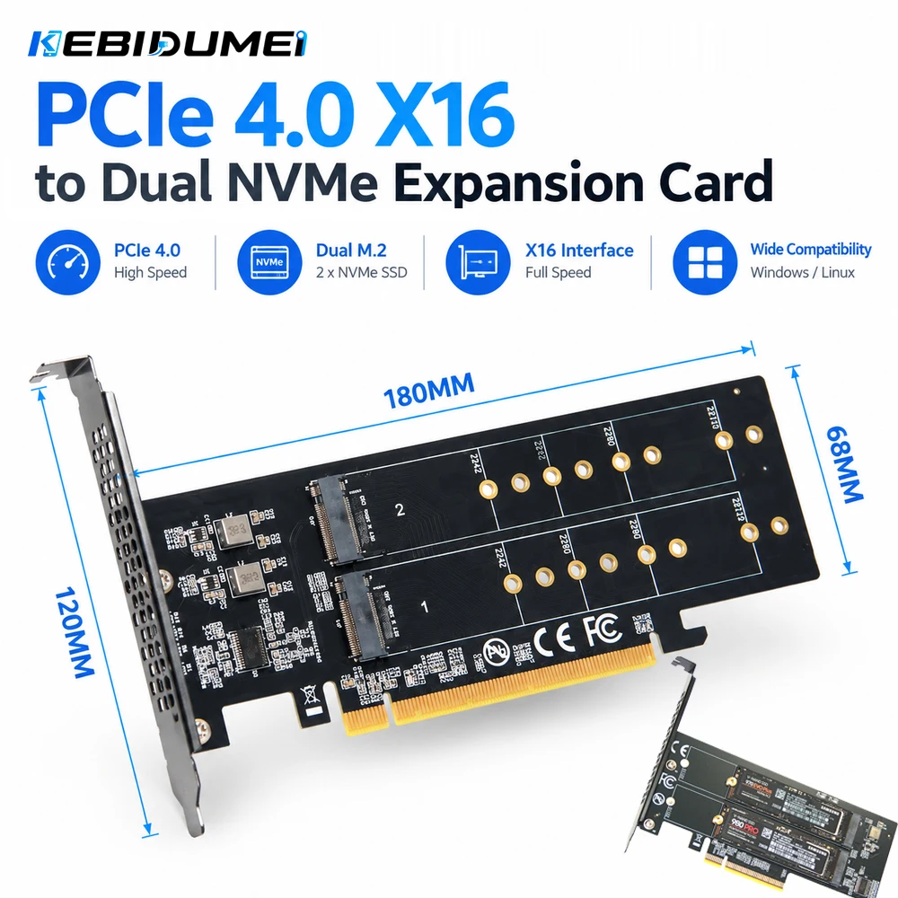 KEBIDUMEI PCIe 4.0 X16 X8 NVMe M.2 SSD Expansion Card Gen4 PCI Express Adapter Card for 2230/2242/2260/2280 M.2 NVMe SSD