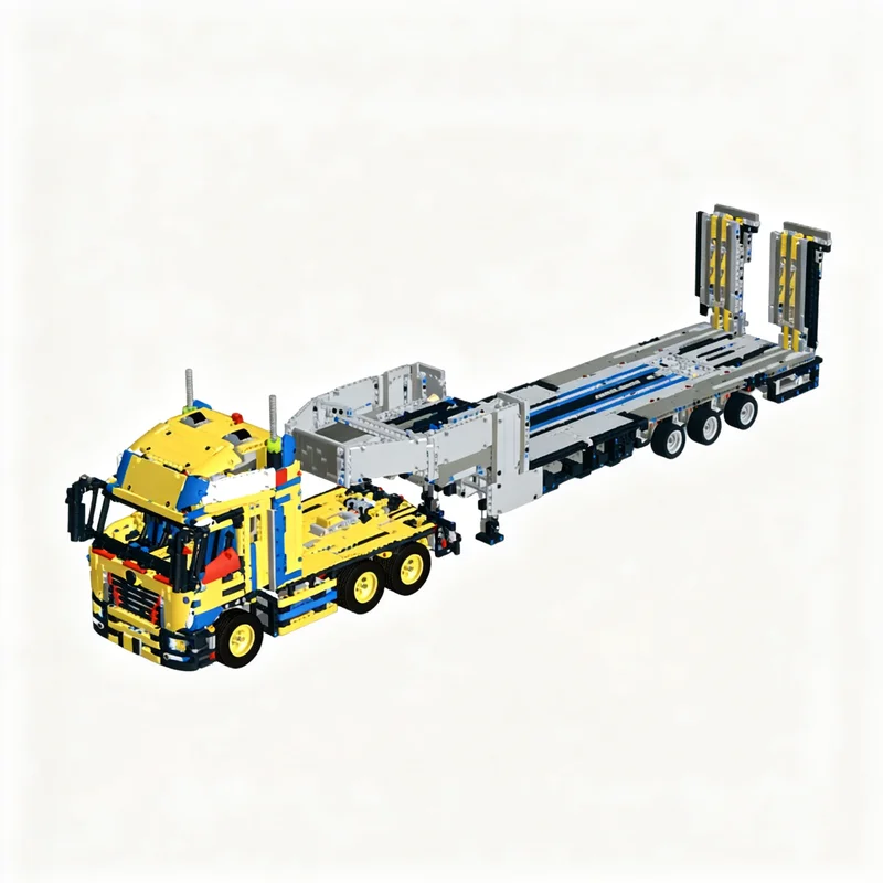 3927pcs MOC - LKW - Zugmaschine Mit Tieflader 2.0 Technical Model Building Blocks Construction Assemble Art Display Education