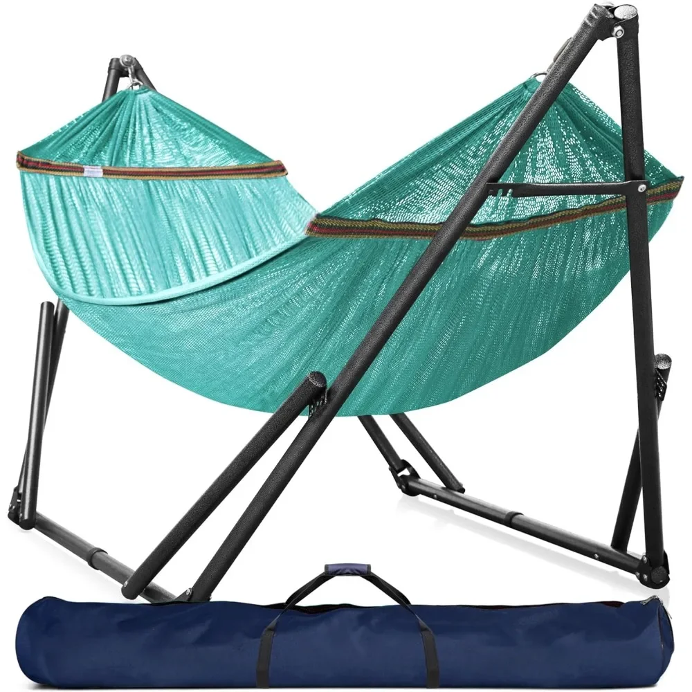 

Double Hammock with Stand Included for 2 Persons/Foldable Hammock Stand 600 lbs Capacity Portable Case - Inhouse Outdoor Camping