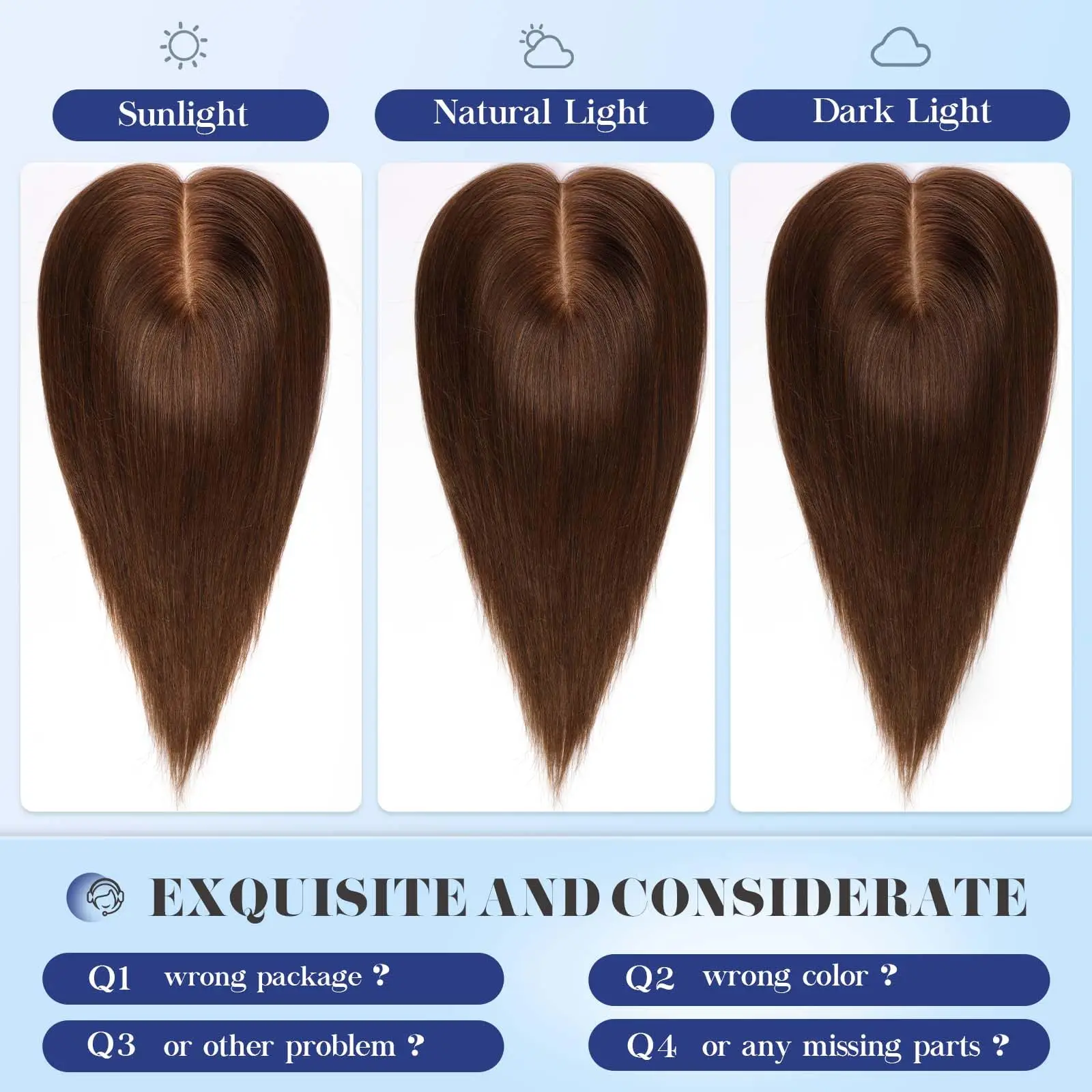 Toppers de cabelo humano marrom, parte intermediária, 14 polegadas, 5x5.5 polegadas, base grande, 4 clipes, topper de cabelo humano natural para mulheres com desbaste