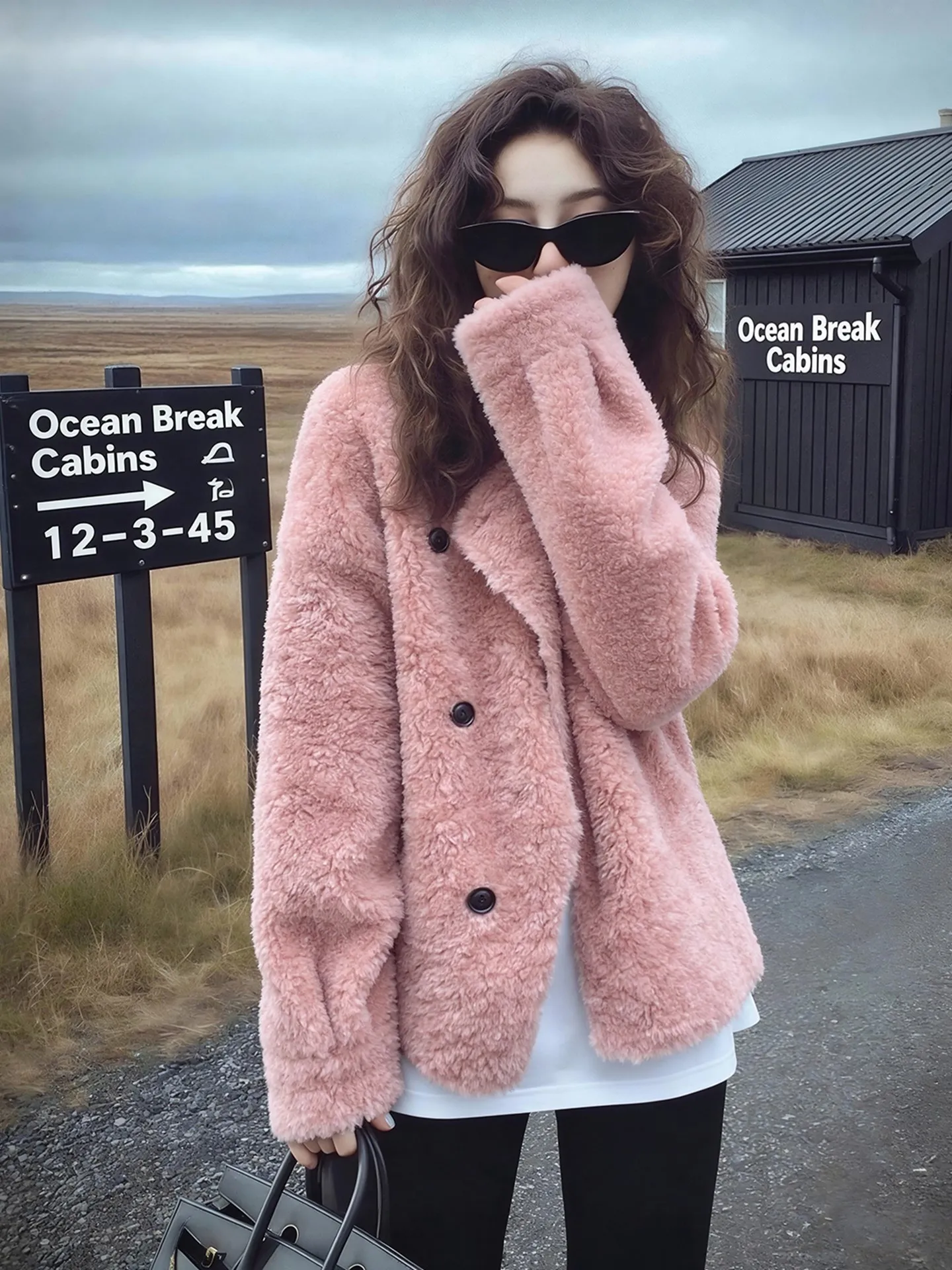 

Новая зимняя розовая куртка из овечьего меха в корейском стиле: модный дизайн, уникальный индивидуальный стиль, прямой крой, корейская версия.