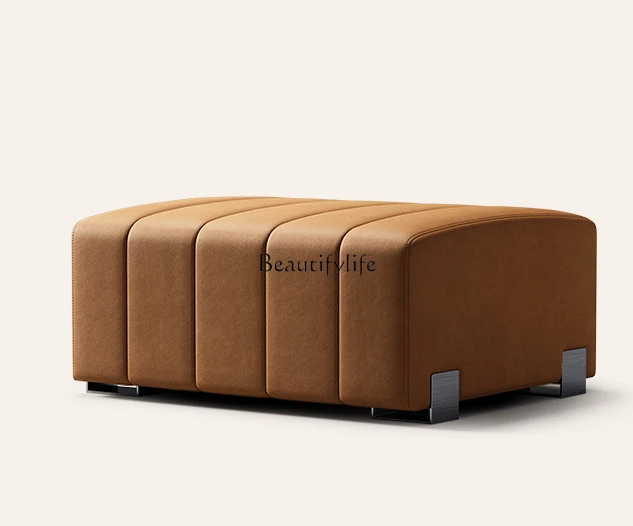 Soft Bag Sofa Stool Villa Light Luxury Creative Full Leather Square Food Rest