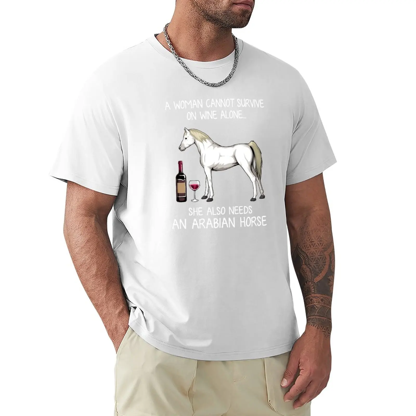 

Arabian horse and wine funny horse T-Shirt sweat plain aesthetic clothes men clothings