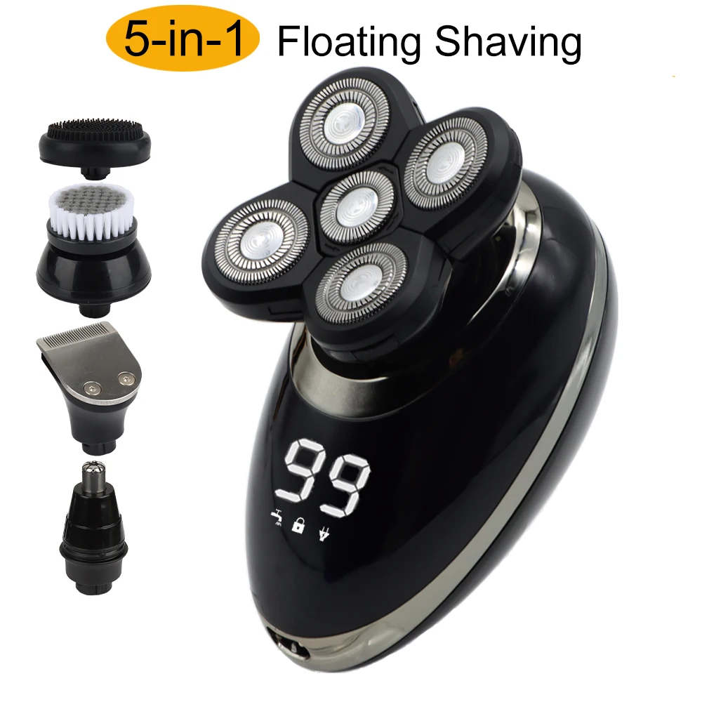 Multifunctional 7D Head Shavers for Bald Men Electric Razor with Nose Hair Trimmer Waterproof Mens Grooming Kit
