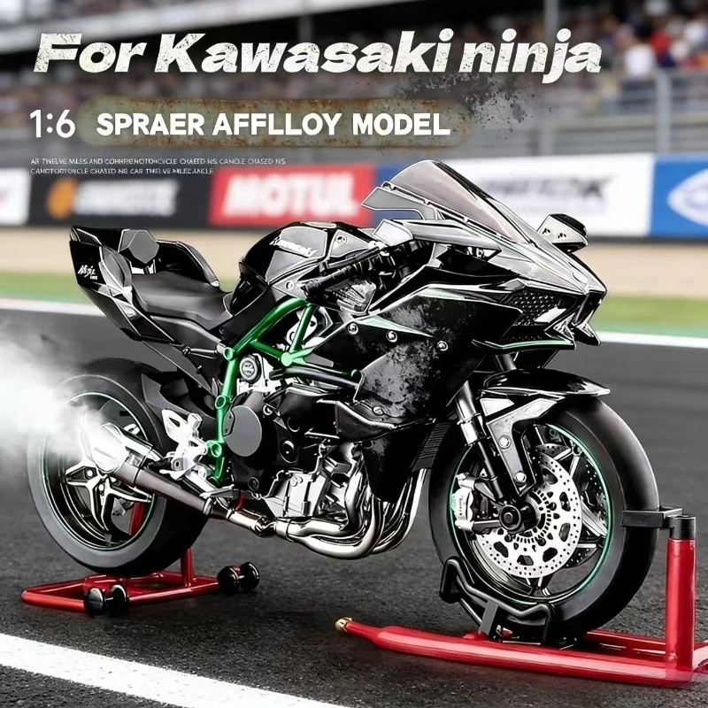 

FOR Kawasaki Ninja H2R 1:6 Spray Alloy Die-Cast Moto Model - Realistic Collectible Display Model Sound And Light Gift for Boys 6