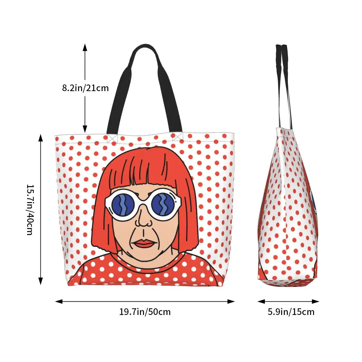 Benutzer definierte Yayoi Kusama Selbst porträt Shopping Leinwand Taschen Frauen wasch bar große Kapazität Lebensmittel käufer Einkaufstaschen