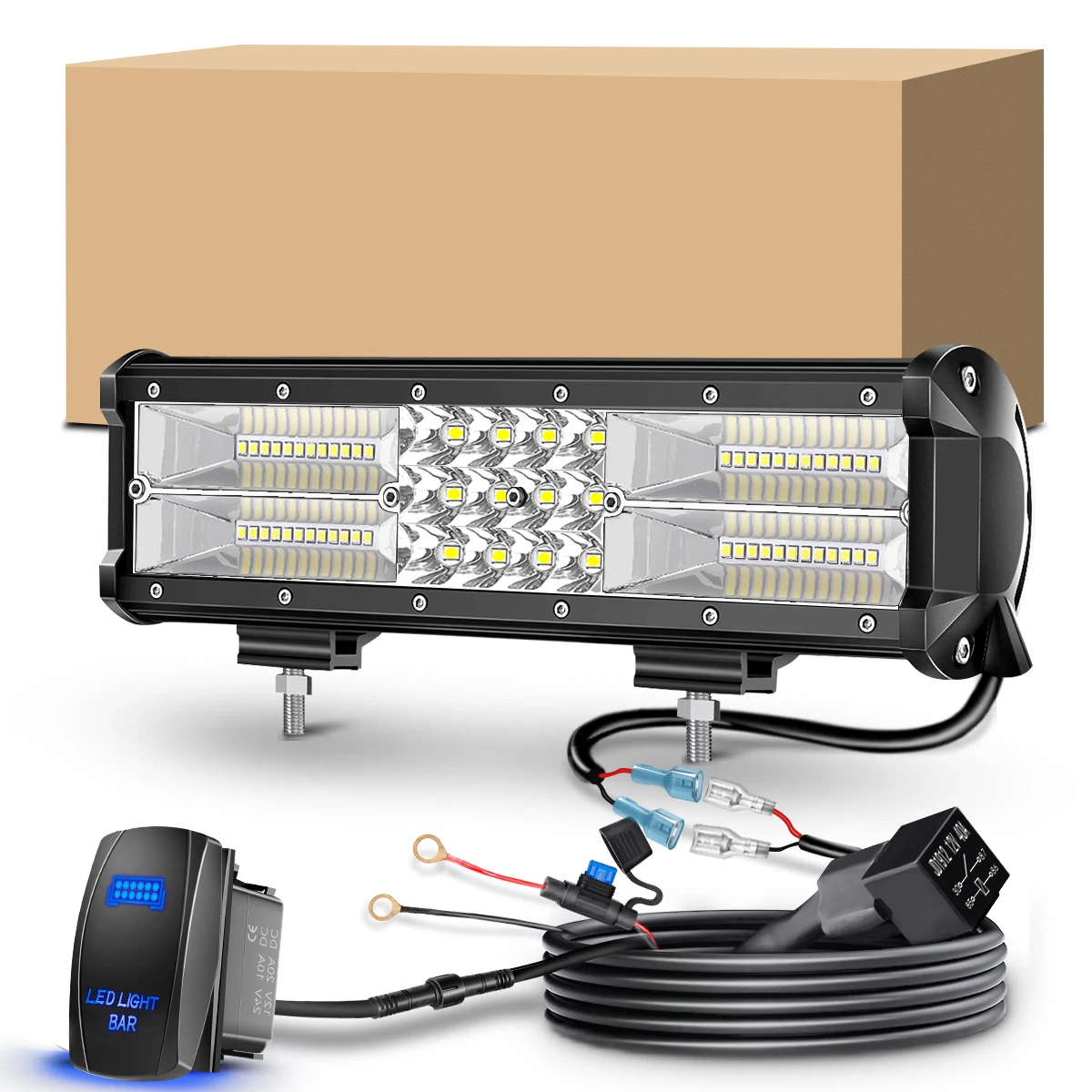 

12-дюймовая светодиодная панель Spot Flood Combo Beam Offroad Светодиодный рабочий фонарь с комплектом жгутов проводов для Jeep Off-Road Vehicle 4x4 ATV UTV