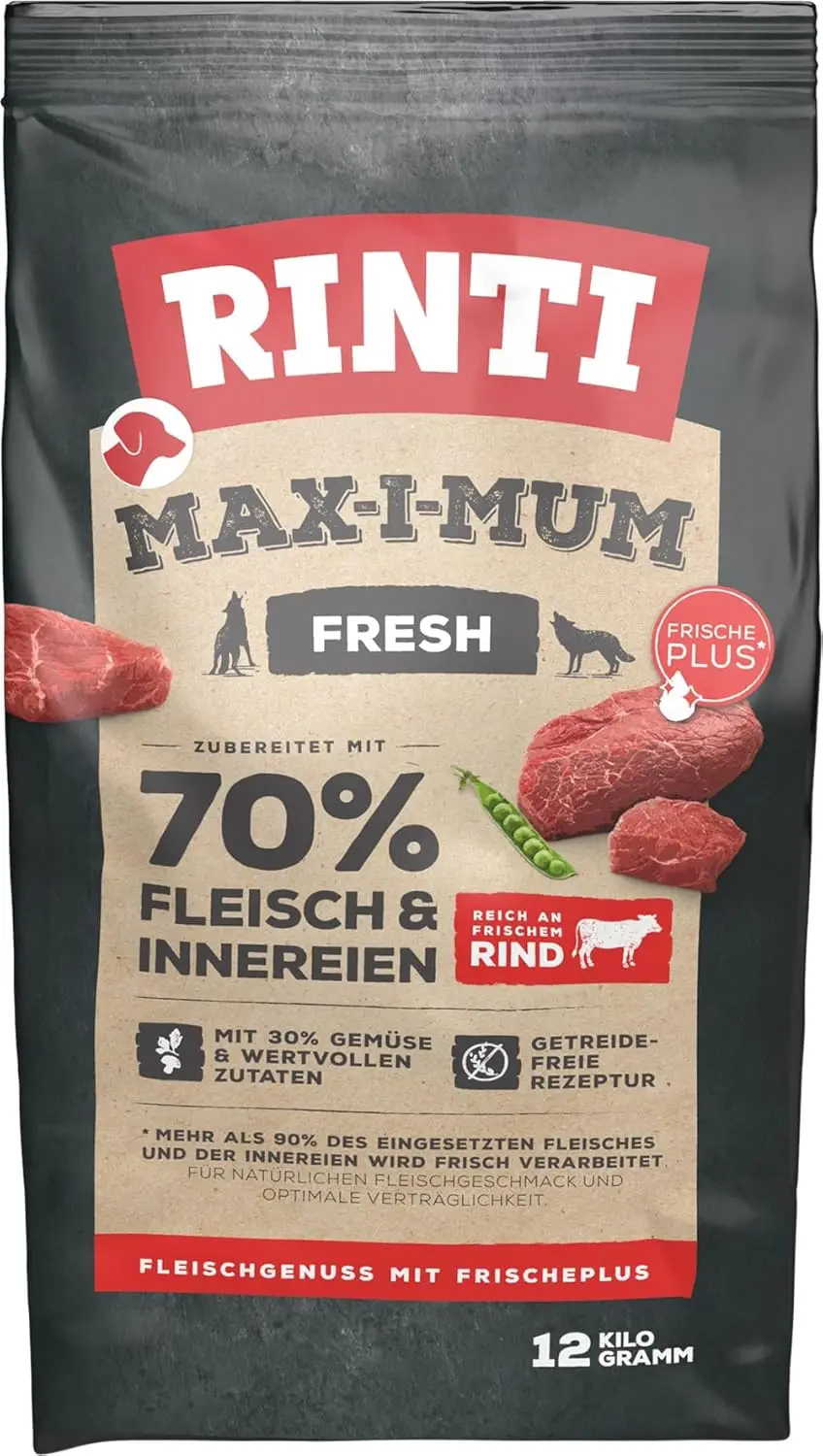 Willkommen in meinem ShopRINTI - Max-i-Mum |   Trockenfutter für ausgewachsene Hunde mit 70% Fleisch & Eingeweiden. Getreidefreies Alleinfu