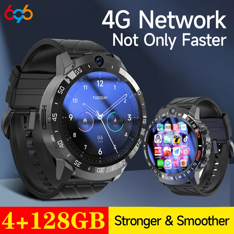 

4GB 128GB Smart Watch Men 1.6 inch Screen SIM WIFI 4G Network 1000mAh Battery Message Reminder GPS Waterproof APP Installation