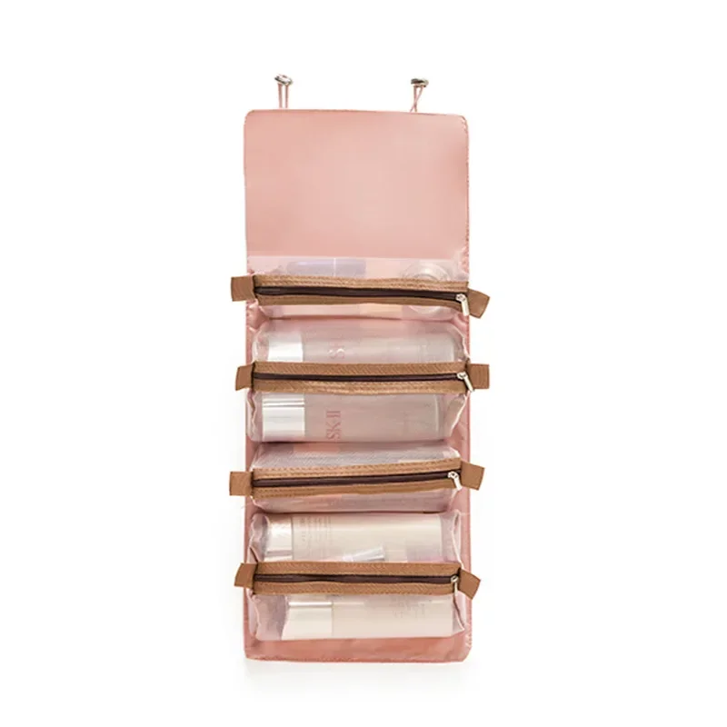 Bolsa de cosméticos desmontable, portátil, de gran capacidad, 4 en 1, bolsas de maquillaje, bolsa de aseo plegable portátil para almacenamiento de cosméticos de viaje