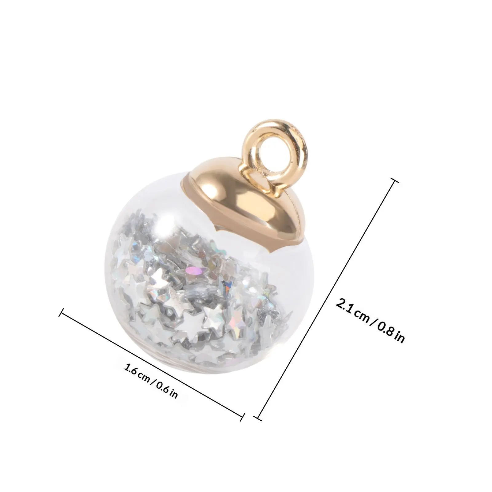 30Pcs Glitter Sequins Star Glass Balls DIY Handmade Jewelry Accessories Decorative Pendants Earrings Keychains Supplies