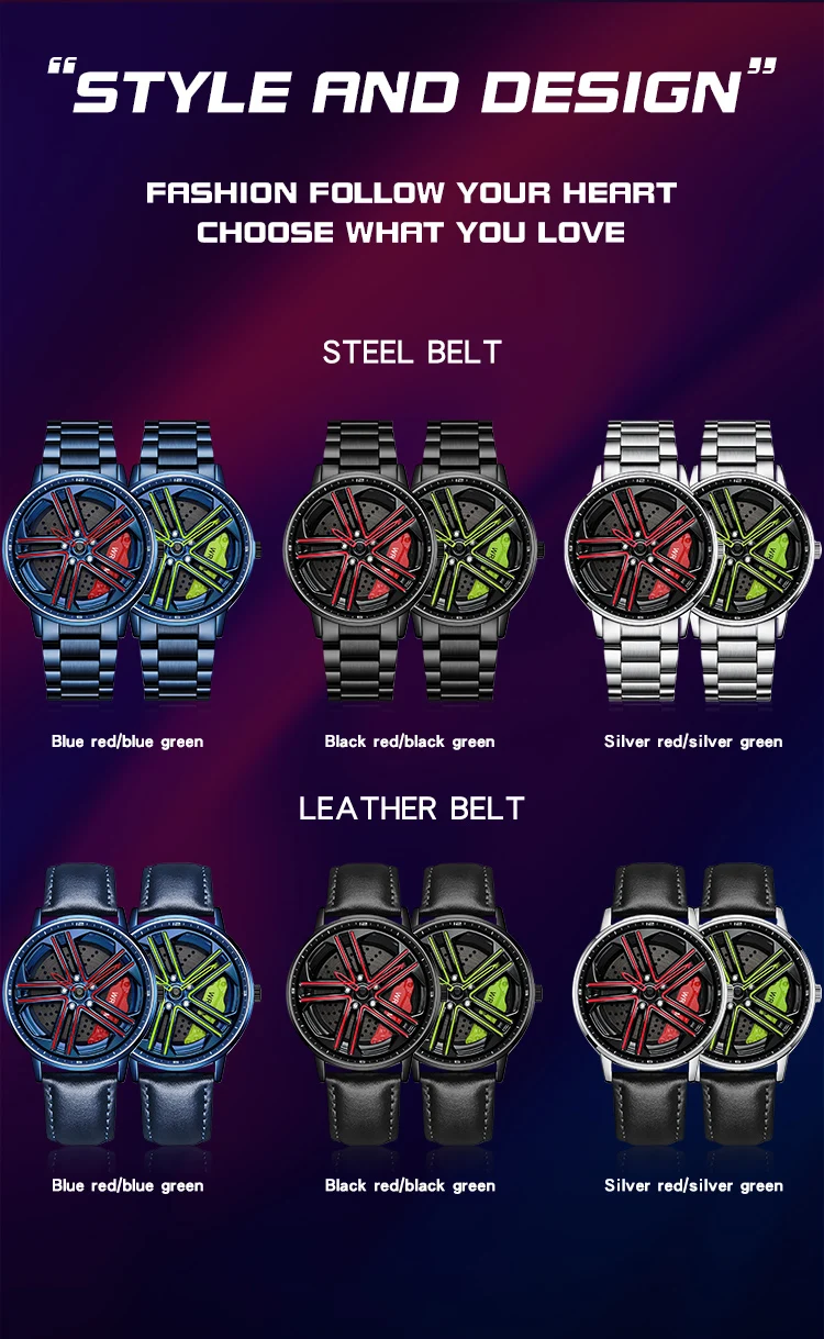 Fashion Mens Watches Top Luxury Quartz Watch Men Steel Waterproof 360 Rotating Car Wheel Dial Wristwatch For Men Sport Clock image 6