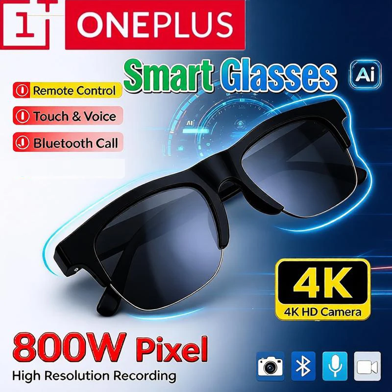 OnePlus AI Smart Glasses Remote Control Touch Voice Assistant Translation Bluetooth Call Music Playback AI Motorcycle Glasses