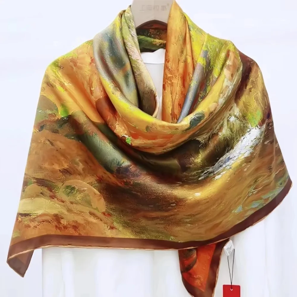 BYSIFA|Yellow Luxury Brand Silk Scarf Shawl Women Foulard Fashion100% Mulberry Silk Scarves Wraps Fall Winter Brand Long Scarves